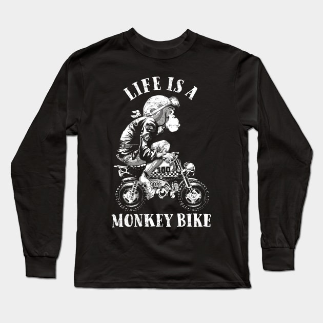 Monkey Bike Long Sleeve T-Shirt by Black Tee Inc